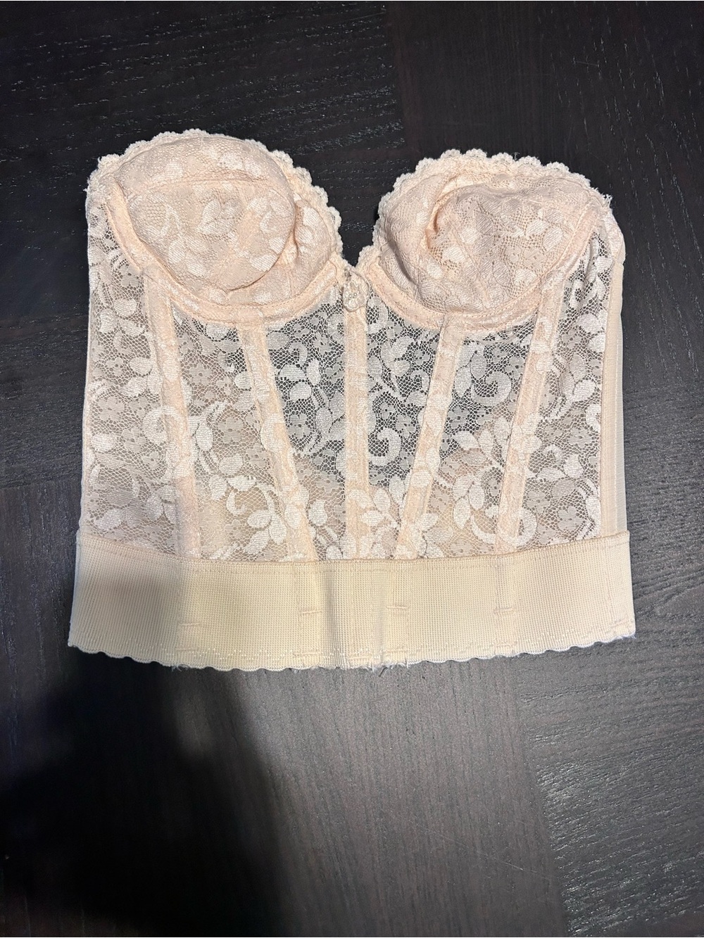 Lace Longline Bustier in Cream - Feminine Support